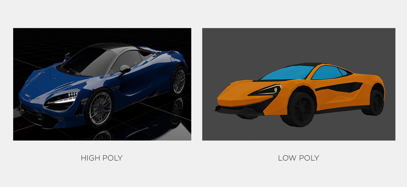 Realism of a high and low poly 3d model