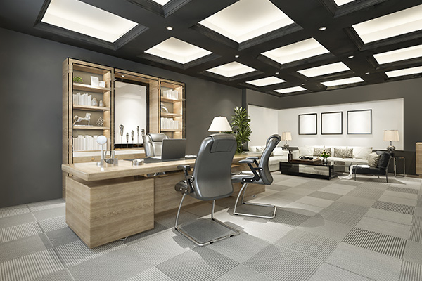 Commercial space interior design rendering